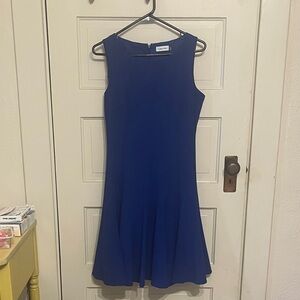 Calvin Klein Cobalt Blue Sleeveless Fit-and-Flare Midi Dress